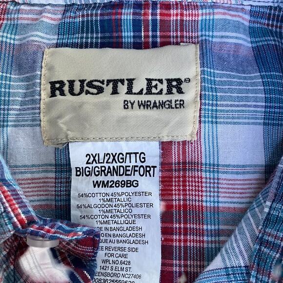 Wrangler VTG Rustler 2X Western short Sleeve Patriotic with silver accents - Picture 5 of 11